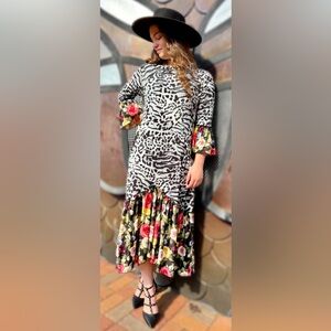 Zadie B’s dress Audrey XL and flower pin